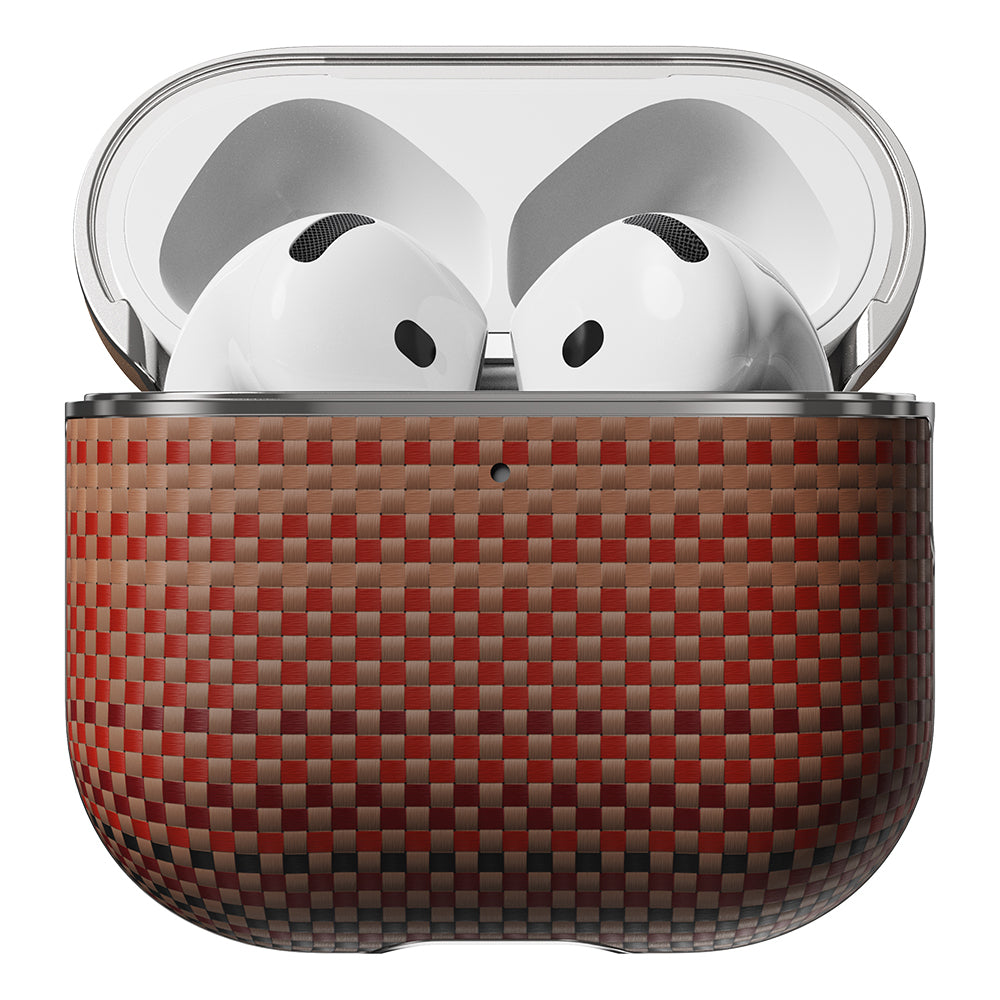 Apple Airpods Pro 2 Kılıf Aramid Fiber Pitaka Tactile Woven Sunset-Moonrise Serisi Sunset Kapak Kahverengi