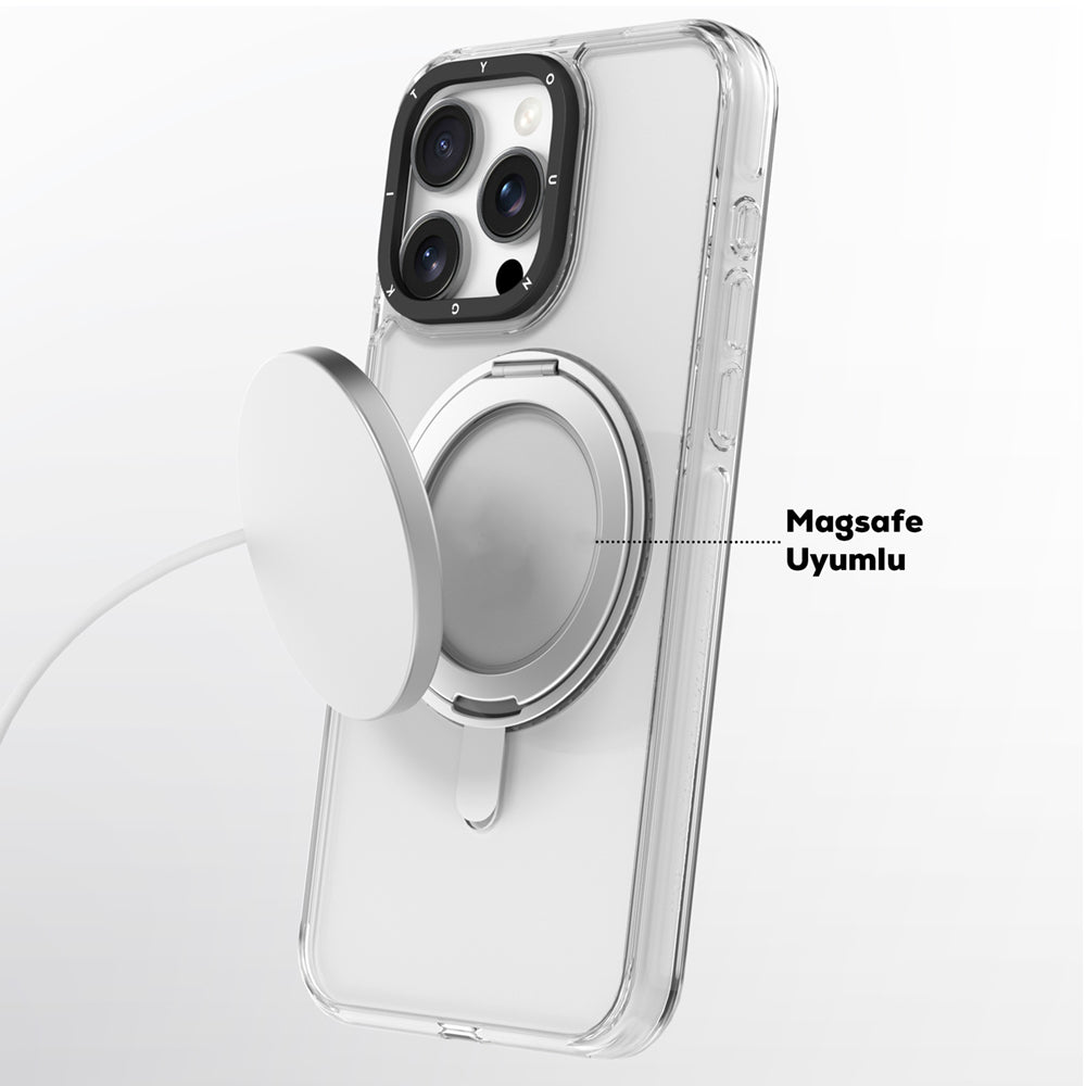 YOUNGKIT iPhone 16 Pro Max Magsafe Şarj Özellikli Parmak Ring Standlı Pivot Serisi Kılıf