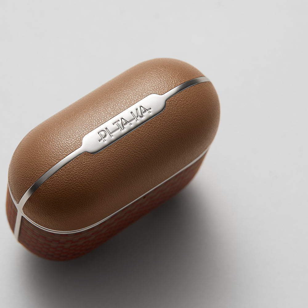 Apple Airpods Pro 2 Kılıf Aramid Fiber Pitaka Tactile Woven Sunset-Moonrise Serisi Sunset Kapak Kahverengi