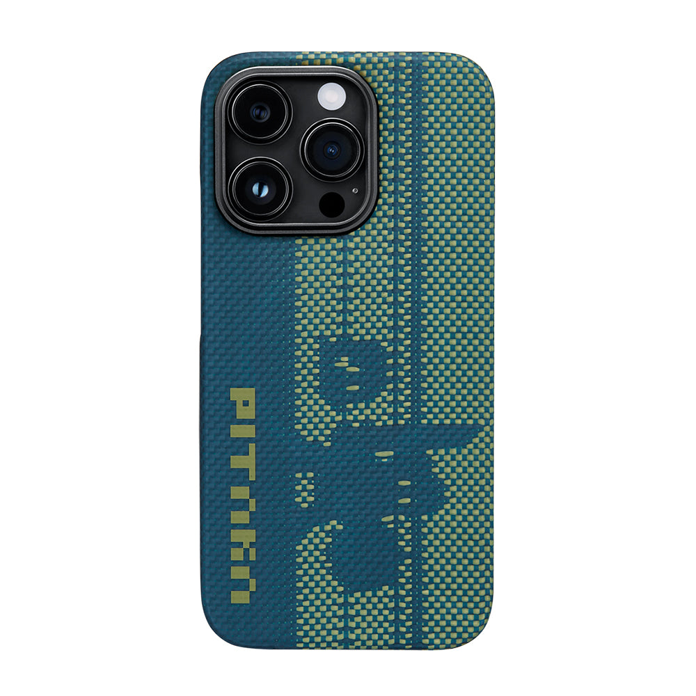 PİTAKA Magsafe Şarj Özellikli iPhone 14 Pro Aramid Fiber Tactile Woven Pixel Game Kılıf