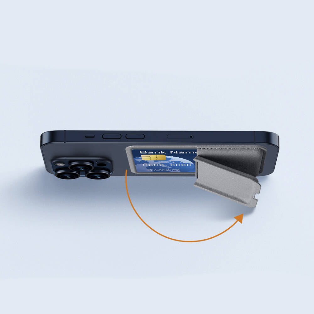 Wiwu MW-001 Pop-Up Sade Tasarımlı 3 Hazneli PU Magnetik Standlı Gri Kartlık - enzaksesuar