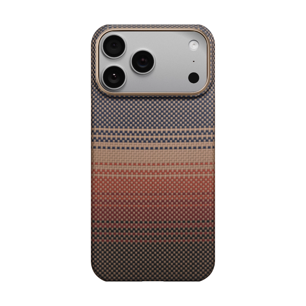 Apple iPhone 17 Pro Max kılıf Magsafe Şarj Özellikli Aramid Fiber Pitaka Tactile Woven Kapak Kahverengi