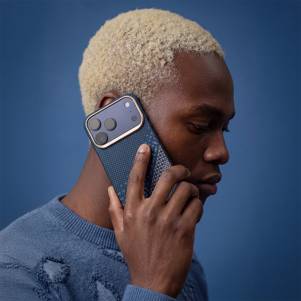 Apple iPhone 17 Pro Max Kılıf M-safe Şarj Özellikli Raptic Aramid Skin Serenity Serisi Kapak Lacivert