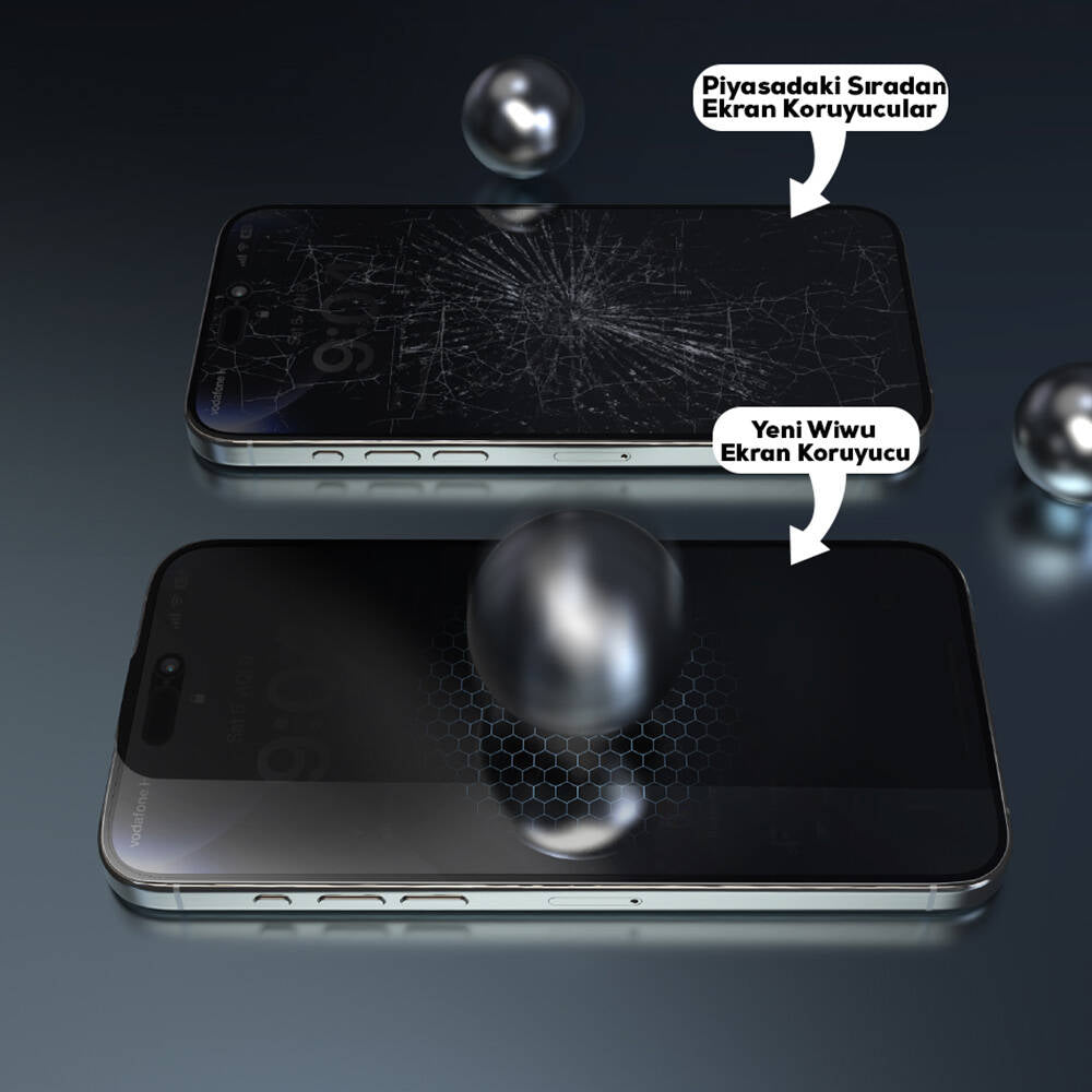 Wiwu Wi-SQ009 Easy Install iPrivacy 360° Anti-Peep Oleofobik Temperli Cam Ekran Koruyucu + Kolay Uygulama Aparatlı