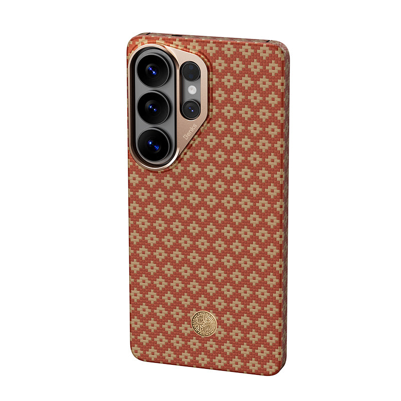 Galaxy S26 Ultra Kılıf M-Safe Şarj Özellikli Benks ArmorAir ArmorGrid Serisi Kevlar Kapak Açık Turuncu