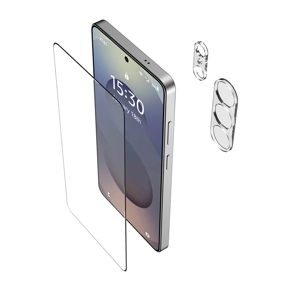 Galaxy S26 Ultra Raptic 2in1 Bundle Kit Parmak İzi BırakmayanTemperli Ekran Koruyucu + Lens Koruyucu Set Şeffaf
