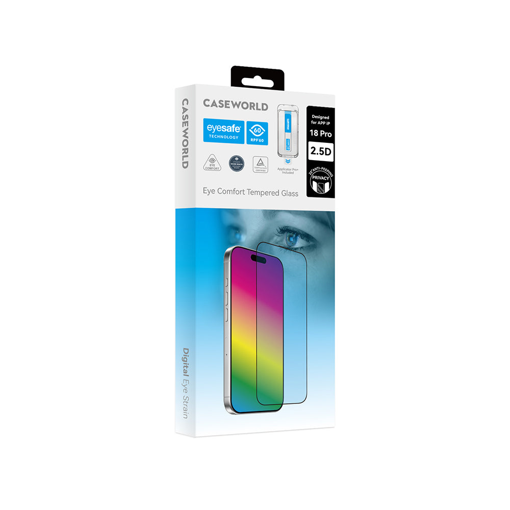 (18 Serisi) Apple CaseWorld Applicator Serisi 2.5D Eyesafe Mavi Işık Teknolojili 0.33mm Privacy Temperli Cam Ekran Koruyucu + Uygulama Aparatı