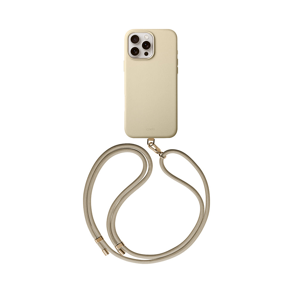 COEHL iPhone 16 Pro Magsafe Şarj Özellikli Soft Arka Yüzey Askı İpli Coehl Muse Krem Kılıf