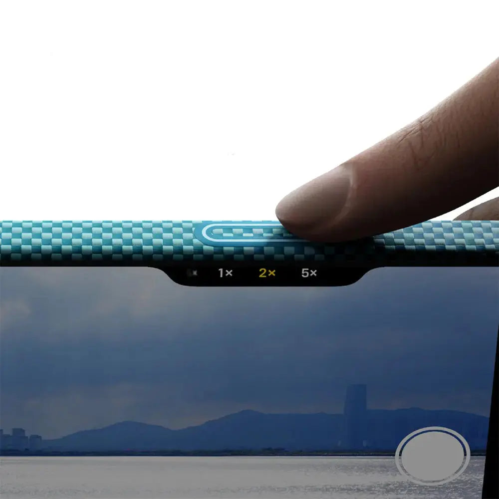 Apple iPhone 17 Pro Max Kılıf M-safe Şarj Özellikli Aramid Fiber Pitaka Glints of Gold Ultra Slim Serisi Mavi Kapak