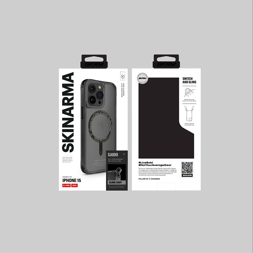 SkinArma Şeffaf Airbag Tasarımlı Magsafe Şarj Özellikli Saido Siyah Kapak - enzaksesuar