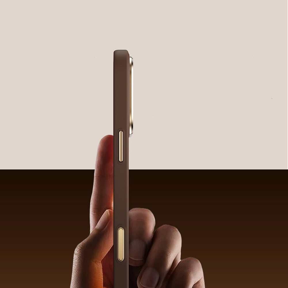 Apple iPhone 17 Pro Max Kılıf M-safe Şarj Özellikli Raptic Aramid Dual Serenity Serisi Kapak Kahverengi