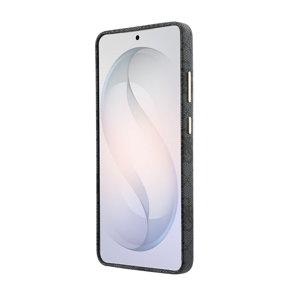 Galaxy S26 Ultra Kılıf Guess Orjinal Lisanslı M-safe Şarj Özellikli Gold Metal Kamera Çerçeveli Taşlı Üçgen Logo 4G Desenli Kapak Siyah