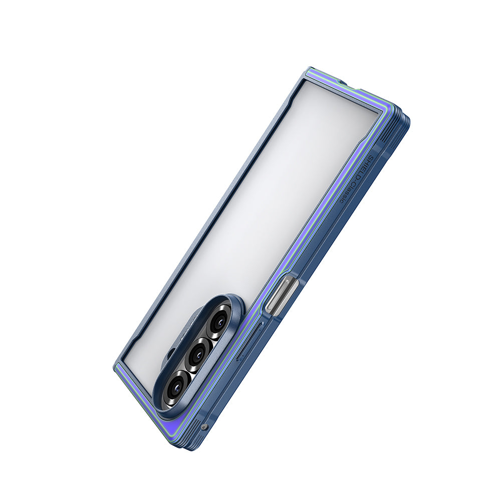Galaxy Z Fold 7 Kılıf M-safe Şarj Özellikli Airbagli Raptic Shield Serisi Şeffaf Arka Yüzey Kapak Mavi