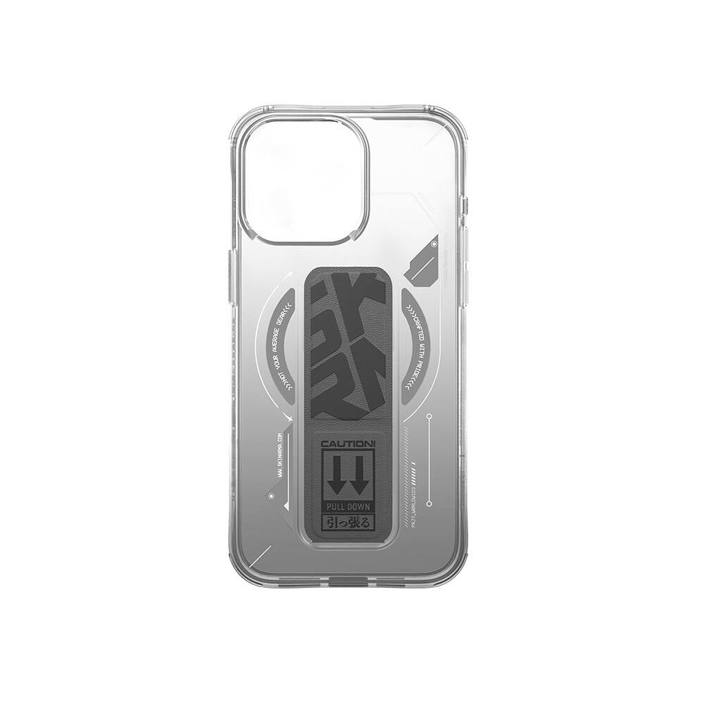 Magsafe Şarj Özellikli Teknoloji Desenli Standlı Skinarma Helio Gri Kapak - enzaksesuar