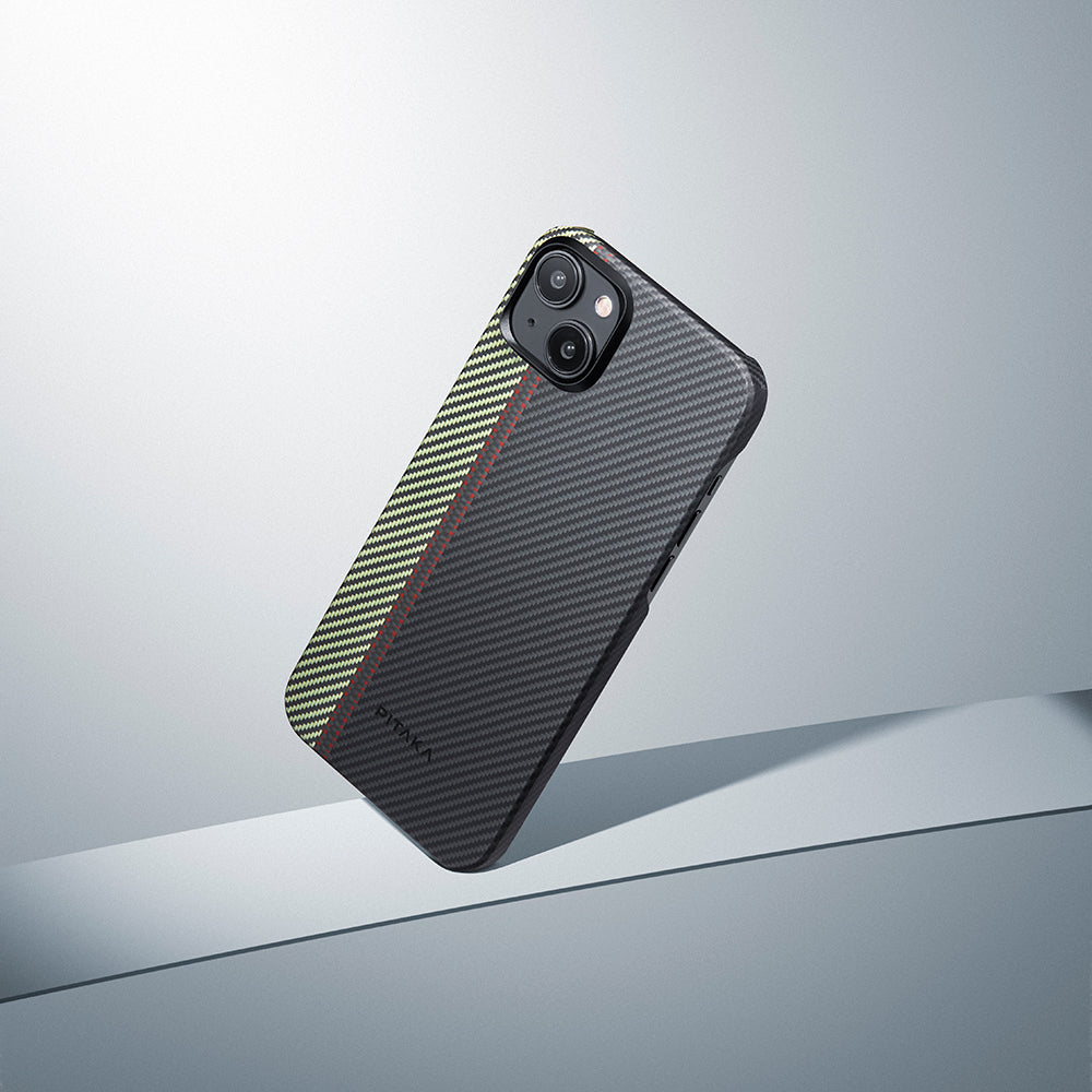 PİTAKA iPhone 15 Plus Magsafe Şarj Özellikli 600D Aramid Fiber Tactile Woven Orchestra Serisi Overture Kılıf