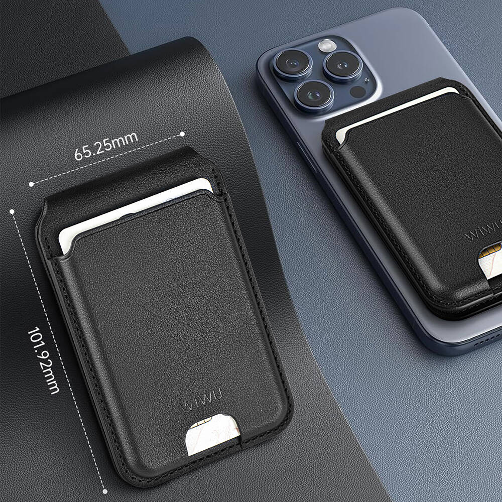 Wiwu Mag Wallet Standlı Magnetik Siyah Kartlık - enzaksesuar