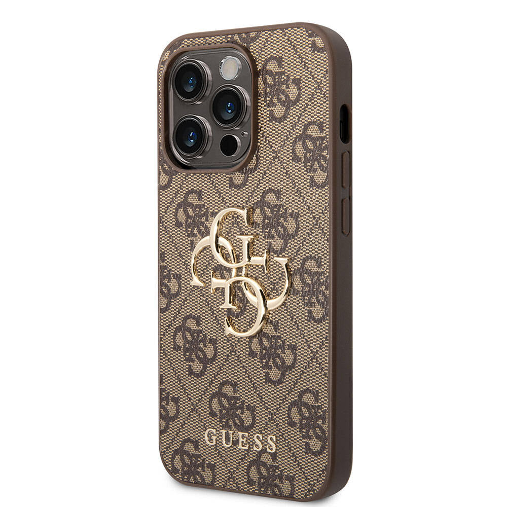 Guess Orjinal Lisanslı PU Deri Yazı ve 4G Metal Logolu Desenli Kahverengi Kapak - enzaksesuar