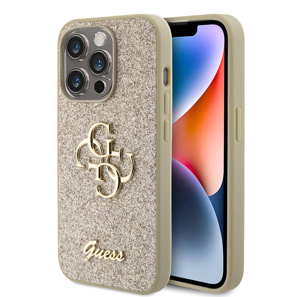 Guess Orjinal Lisanslı 4G Büyük Metal Logolu Glitter Gold Kapak - enzaksesuar