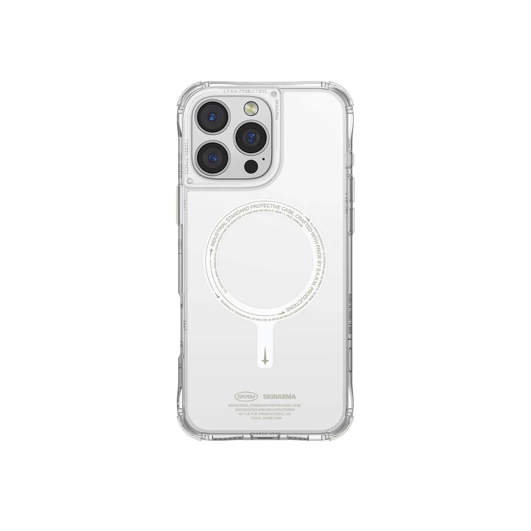 SKİNARMA iPhone 16 Pro Max Magsafe Şarj Özellikli Şeffaf Airbag Tasarımlı Saido Nightglow Kılıf