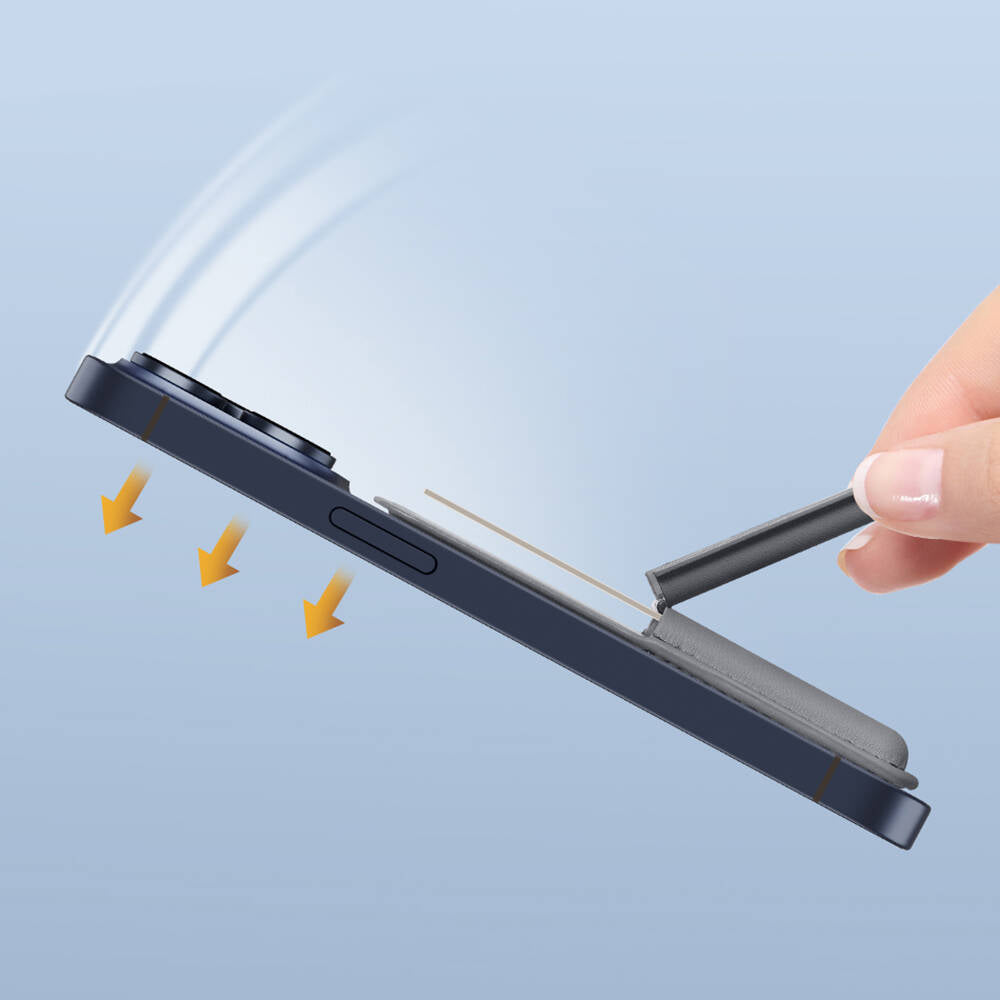 Wiwu MW-001 Pop-Up Sade Tasarımlı 3 Hazneli PU Magnetik Standlı Gri Kartlık - enzaksesuar