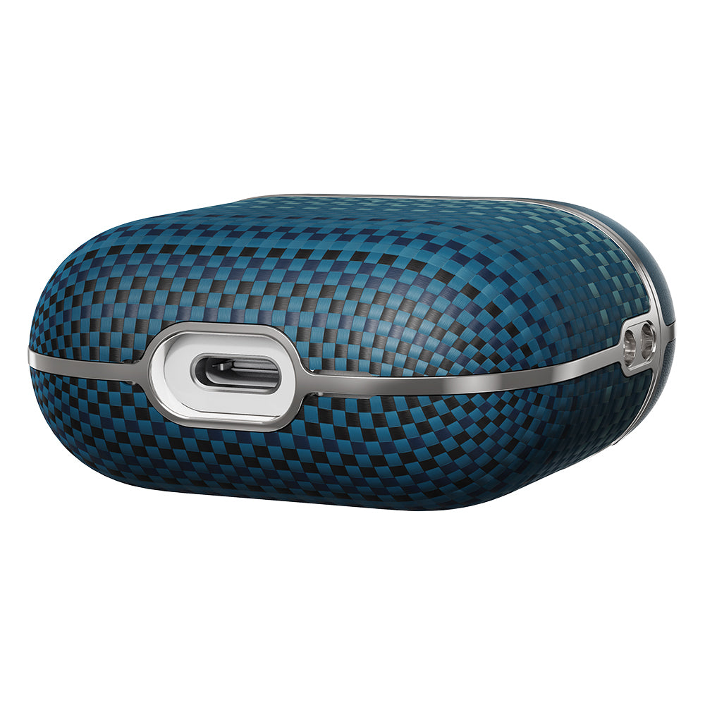 Apple Airpods Pro 2 Kılıf Aramid Fiber Pitaka Tactile Woven Sunset-Moonrise Serisi Sunset Kapak Mavi
