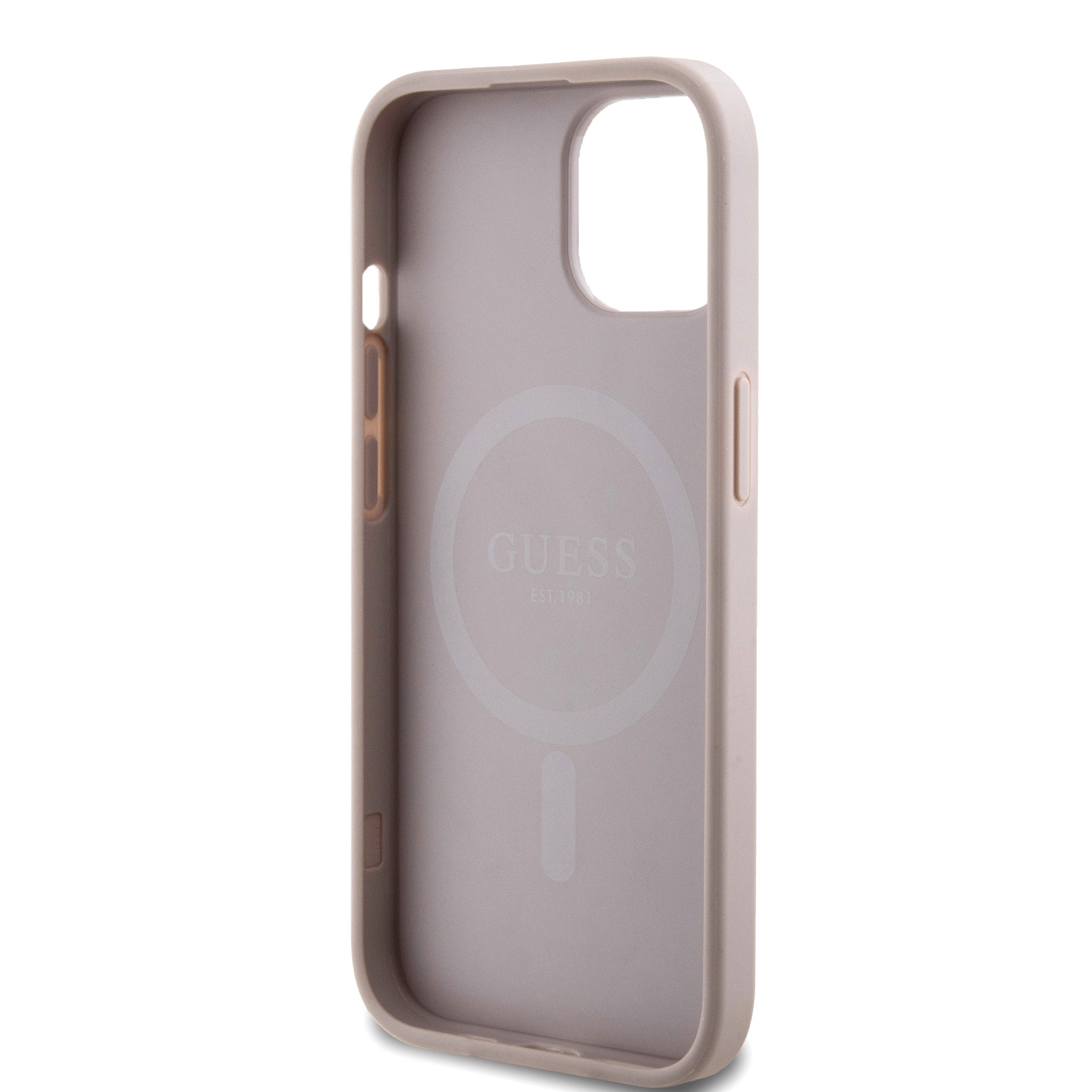 GUESS iPhone 14 Orjinal Lisanslı Magsafe Şarj Özellikli Small 4G Classic Pembe Kılıf