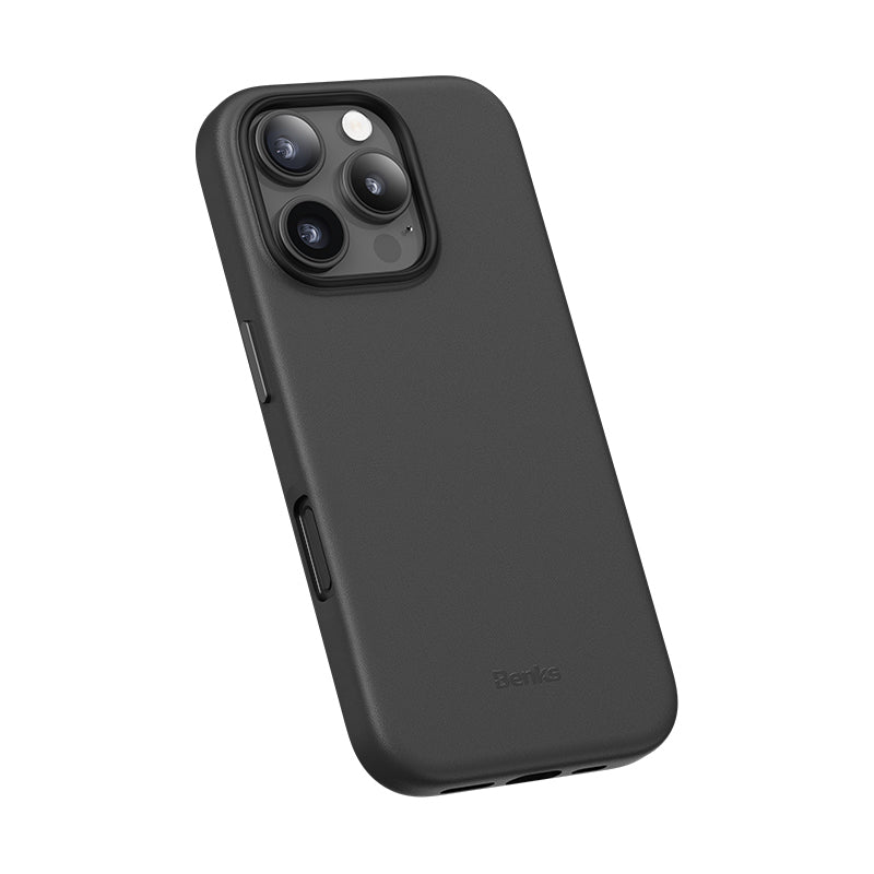 BENKS iPhone 16 Pro Max Magsafe Şarj Özellikli Çizilmeye Dayanıklı VitaPro Serisi PU Deri Siyah Kılıf