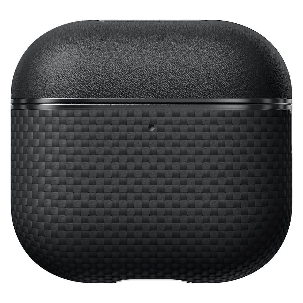 Apple Airpods 4 Kılıf 1500D Aramid Fiber Pitaka Ultra-Slim Classic Serisi Black-Grey Twill Kapak