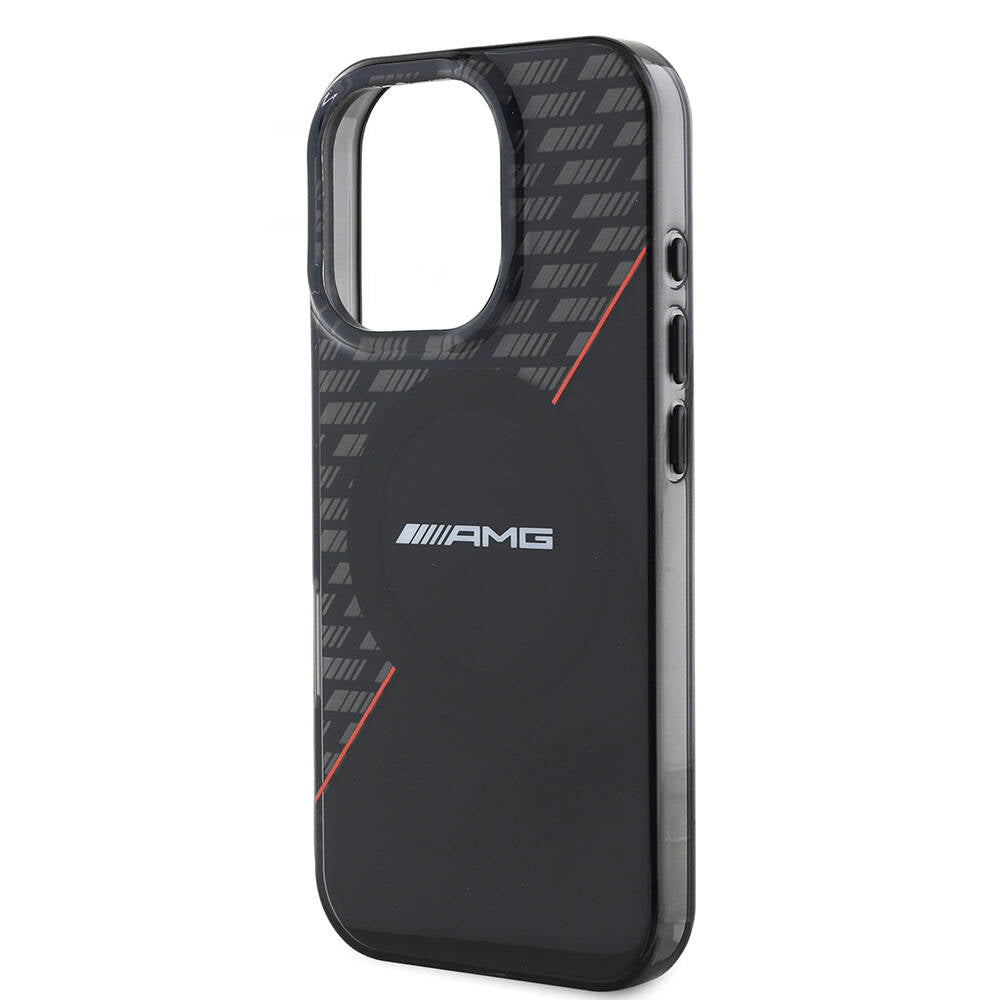 MERCEDES-BENZ - AMG iPhone 16 Pro Orjinal Lisanslı Magsafe Şarj Özellikli Çift Katmanlı Kırmızı Çapraz Çizgili Kılıf