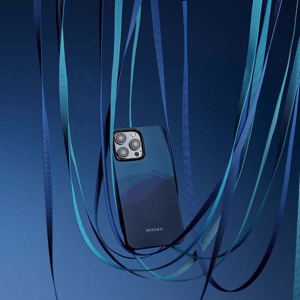 PİTAKA Magsafe Şarj Özellikli İPhone 15 Pro Max Aramid Fiber Tactile Woven Starpeak Serisi Over The Horizon Kapak