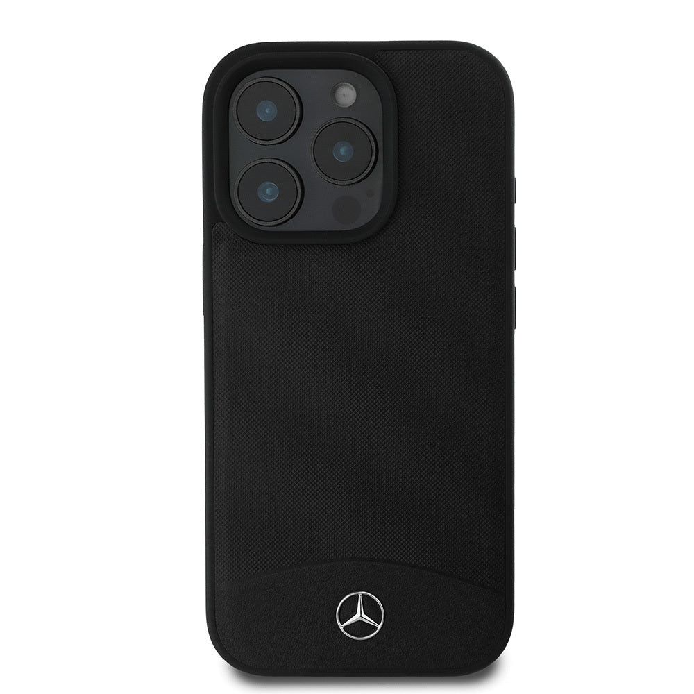 MERCEDES BENZ iPhone 16 Pro Orjinal Lisanslı Magsafe Şarj Özellikli Dokulu ve Düz Deri Siyah Kılıf