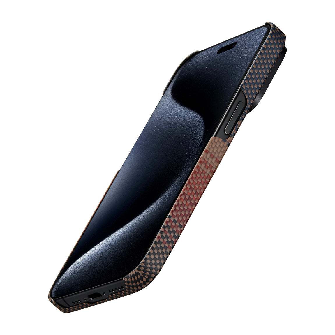 PİTAKA Magsafe Şarj Özellikli İPhone 15 Pro Max Aramid Fiber Tactile Woven Sunset-Moonrise Serisi Sunset Kılıf