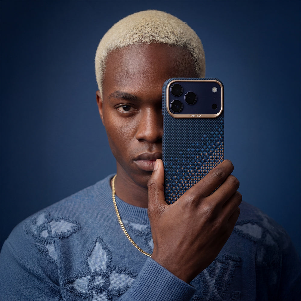 Apple iPhone 17 Pro Max Kılıf M-safe Şarj Özellikli Raptic Aramid Skin Serenity Serisi Kapak Lacivert
