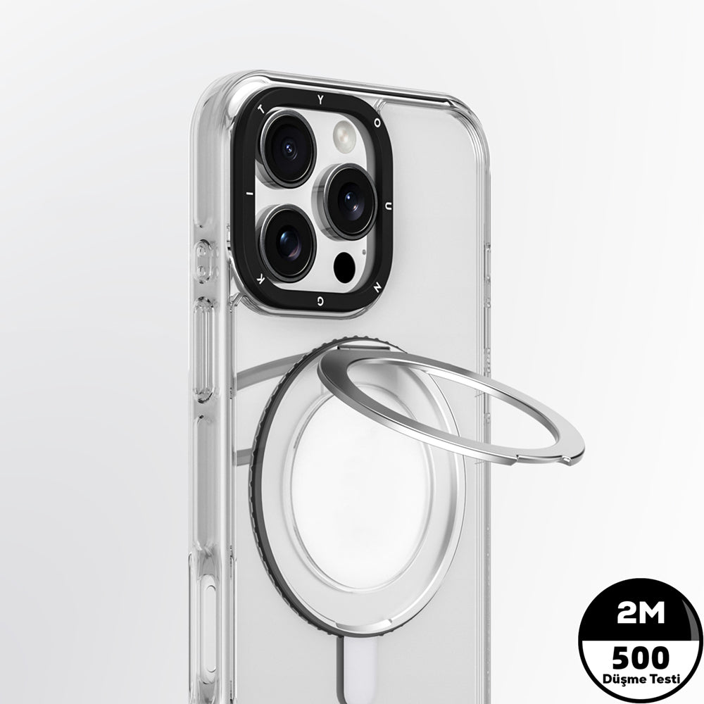 YOUNGKIT iPhone 16 Pro Max Magsafe Şarj Özellikli Parmak Ring Standlı Pivot Serisi Kılıf
