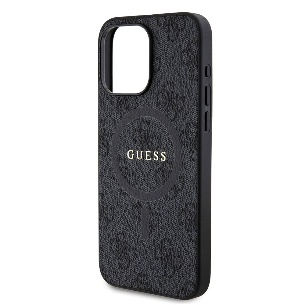 Guess Orjinal Lisanslı Magsafe Şarj Özellikli 4G Desenli Yazı Logolu Siyah Kapak - enzaksesuar