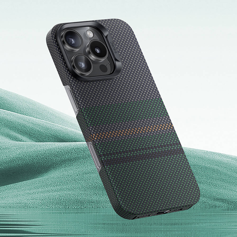 BENKS iPhone 16 Pro Magsafe Şarj Özellikli Karbon Fiber Tasarımlı Aurora ArmorAir Kevlar Kılıf