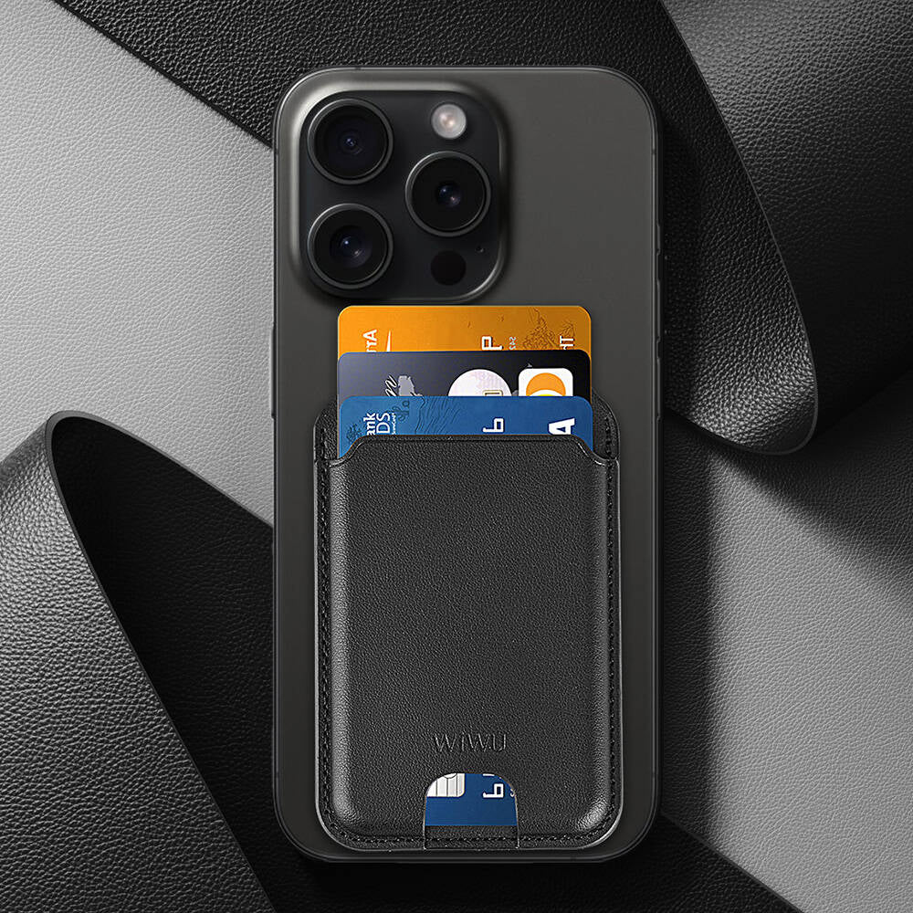 Wiwu Mag Wallet Standlı Magnetik Siyah Kartlık - enzaksesuar