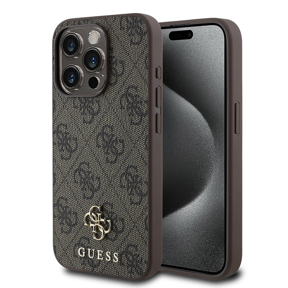 GUESS iPhone 15 Pro Max Orjinal Lisanslı Magsafe Şarj Özellikli Small 4G Classic Kahverengi Kılıf