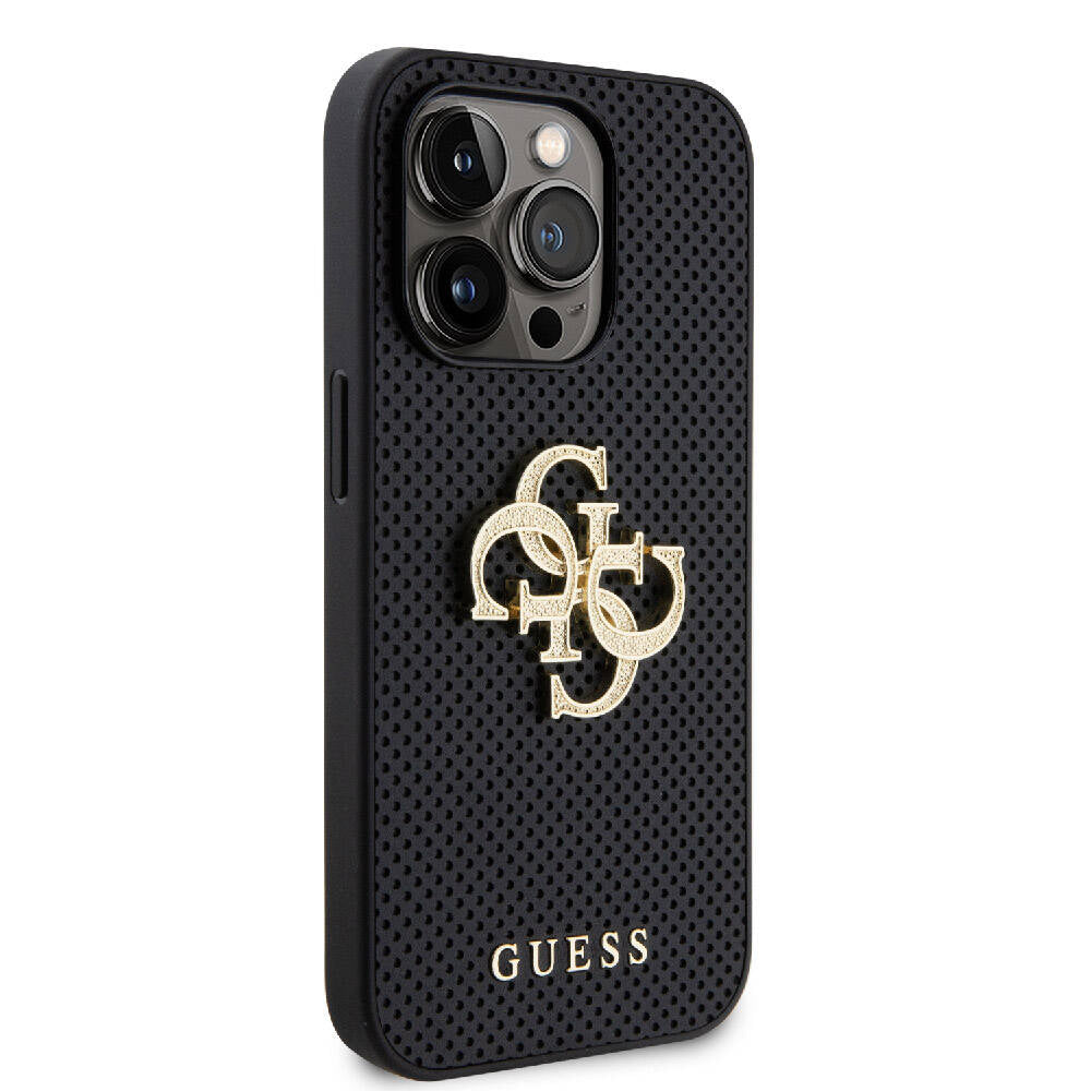 Guess Orjinal Lisanslı Delikli Yazı ve 4G Glitter Büyük Metal Logolu Siyah Kapak - enzaksesuar