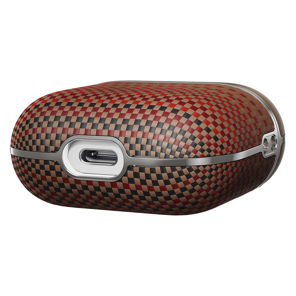Apple Airpods Pro 2 Kılıf Aramid Fiber Pitaka Tactile Woven Sunset-Moonrise Serisi Sunset Kapak Kahverengi