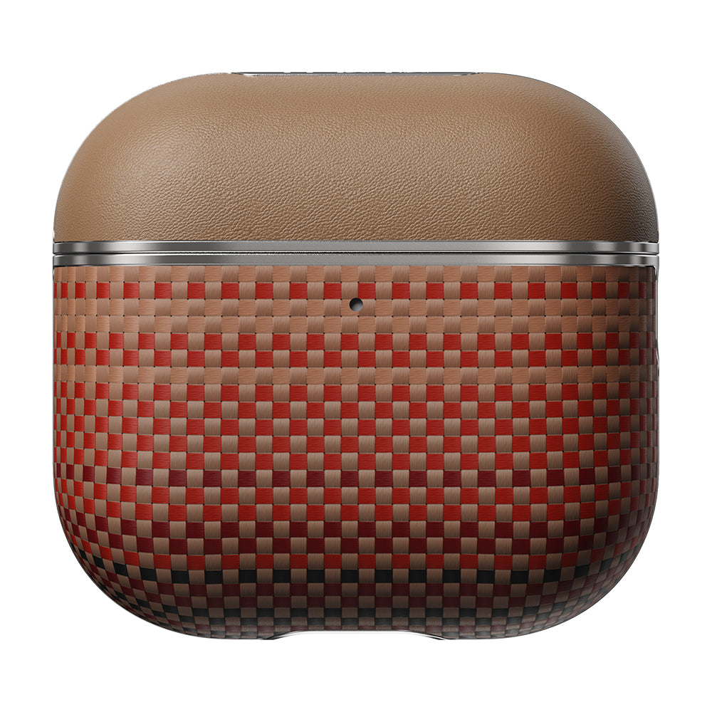 Apple Airpods Pro 2 Kılıf Aramid Fiber Pitaka Tactile Woven Sunset-Moonrise Serisi Sunset Kapak Kahverengi