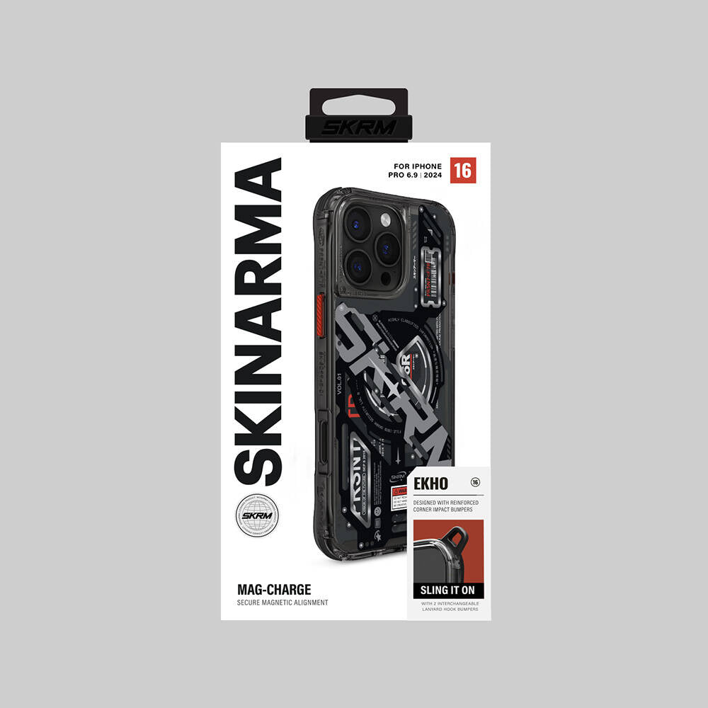 Magsafe Şarj Özellikli Katmanlı Makine Temalı SkinArma Ekho Siyah Kapak - enzaksesuar