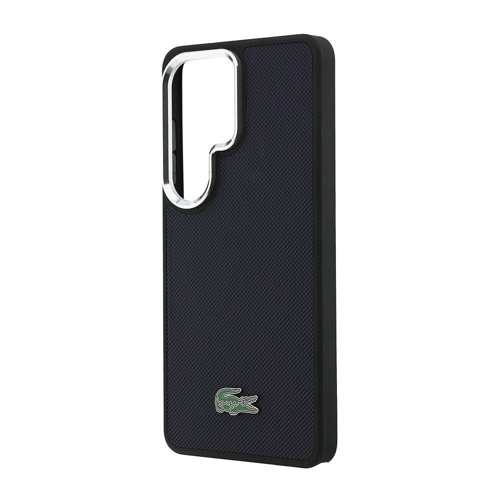 Galaxy S26 Ultra Kılıf Lacoste Orjinal Lisanslı PU Pike Desenli Arka Yüzey İkonik Timsah Metal Logolu Kapak Lacivert