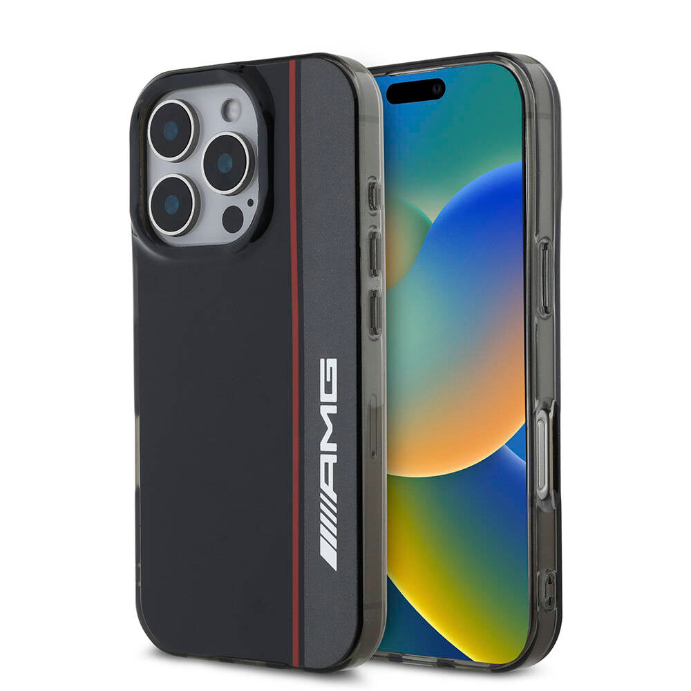 MERCEDES-BENZ - AMG iPhone 16 Pro Orjinal Lisanslı Magsafe Şarj Özellikli IML Baskı Logolu Çift Katmanlı Bow Lines Siyah Kılıf