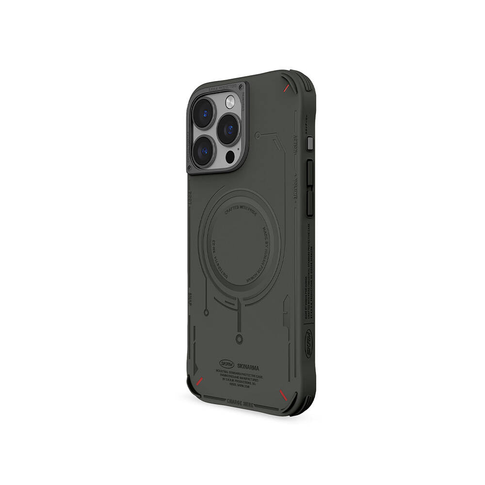 Magsafe Şarj Özellikli Metal Kamera Çerçeveli Skinarma Mecha Serisi Olive Kapak - enzaksesuar