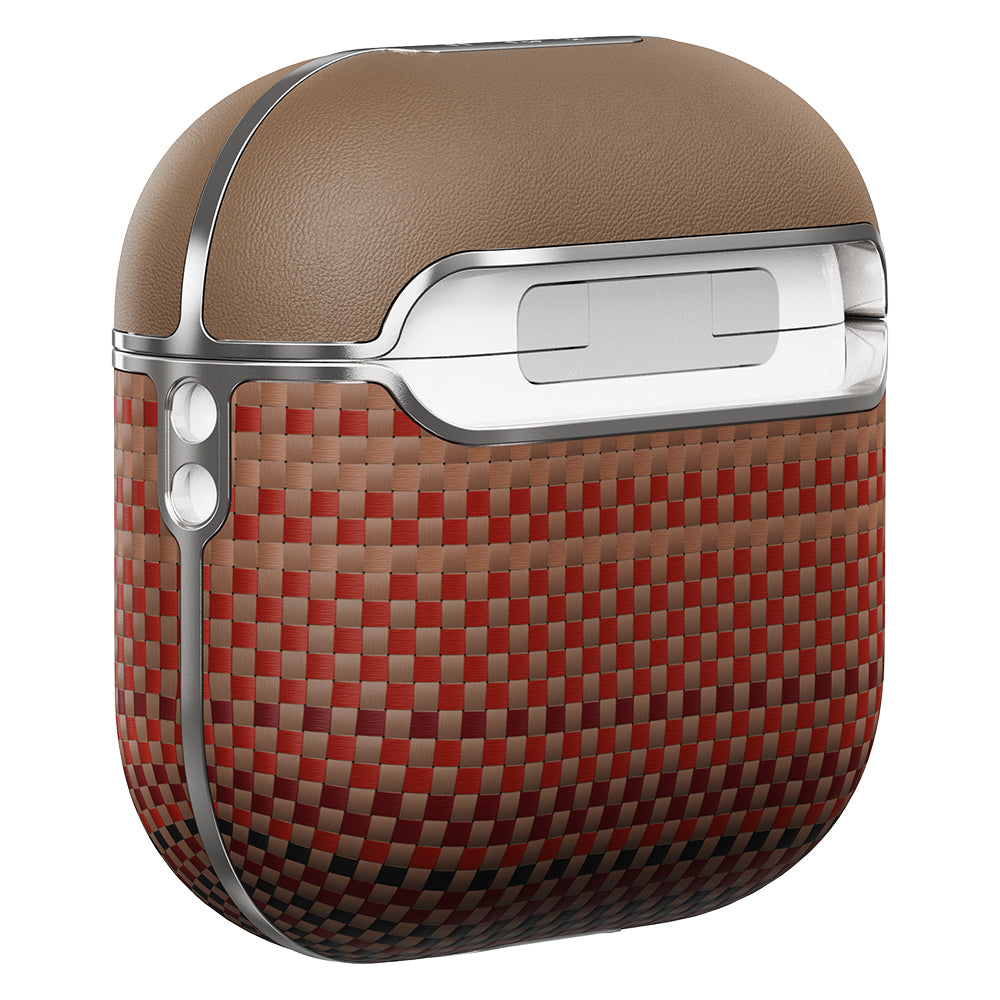 Apple Airpods Pro 2 Kılıf Aramid Fiber Pitaka Tactile Woven Sunset-Moonrise Serisi Sunset Kapak Kahverengi