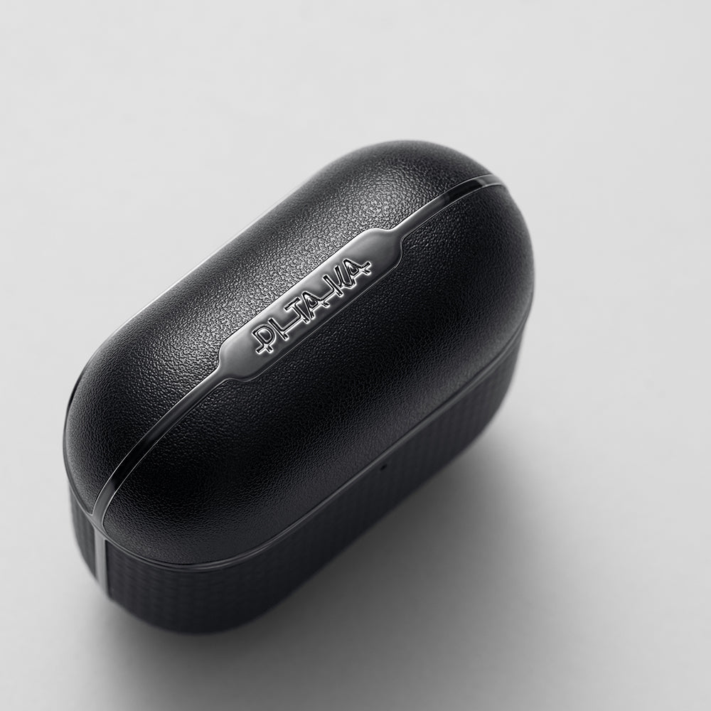 Apple Airpods 4 Kılıf 1500D Aramid Fiber Pitaka Ultra-Slim Classic Serisi Black-Grey Twill Kapak
