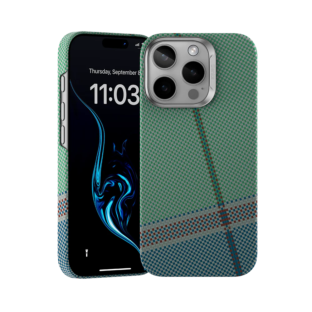 iPhone Magsafe Şarj Özellikli Karbon Fiber Tasarımlı Benks Passion Green ArmorAir Kevlar Kapak - enzaksesuar