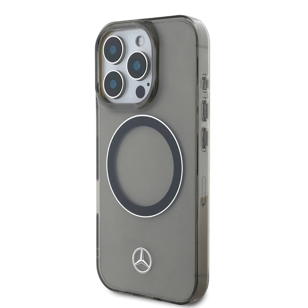 MERCEDES BENZ iPhone 16 Pro Orjinal Lisanslı Magsafe Şarj Özellikli Saydam Yüzey Silver Ring Kılıf