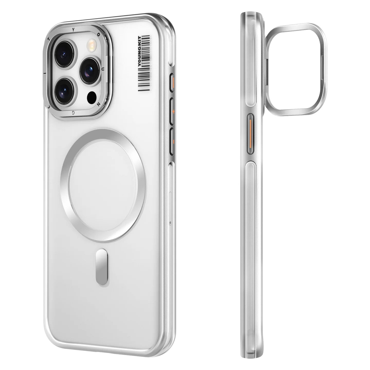 Magsafe Şarj Özellikli Sararma Önleyici Youngkit Crystal Grid Naturel Titanyum Kapak - enzaksesuar